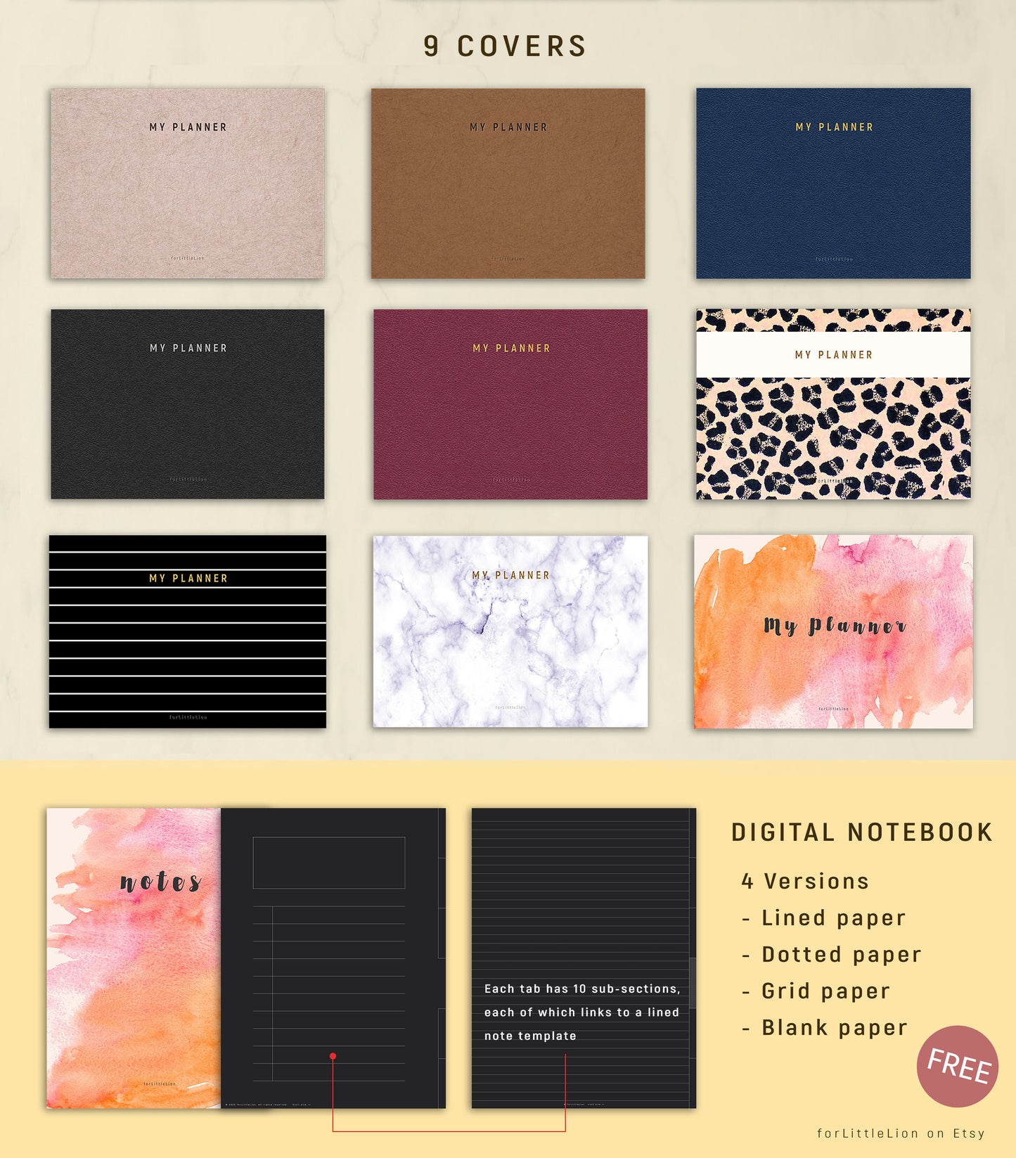 Ultimate UNDATED Student Planner - DARK MODE