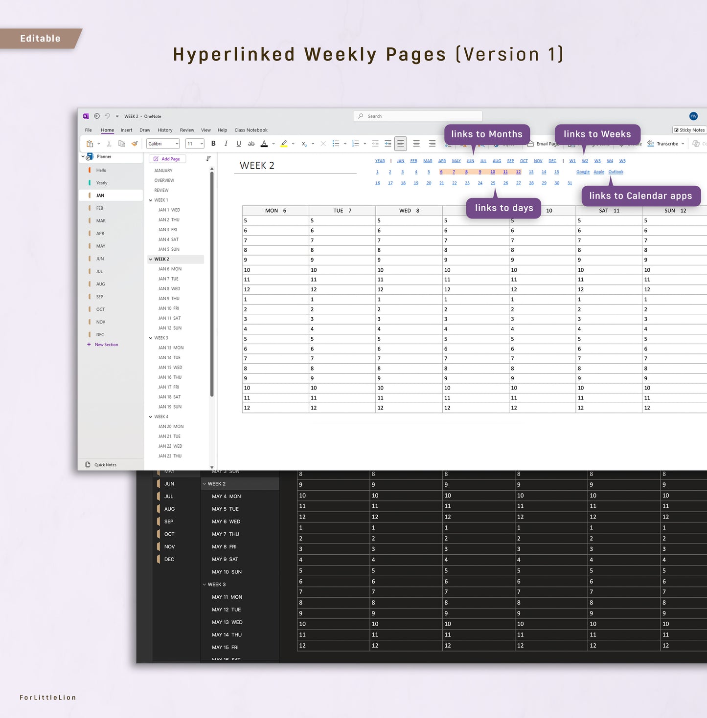 Ultimate OneNote Planner  | Light & Dark Mode | Editable Edition | 2026 + Free 2025