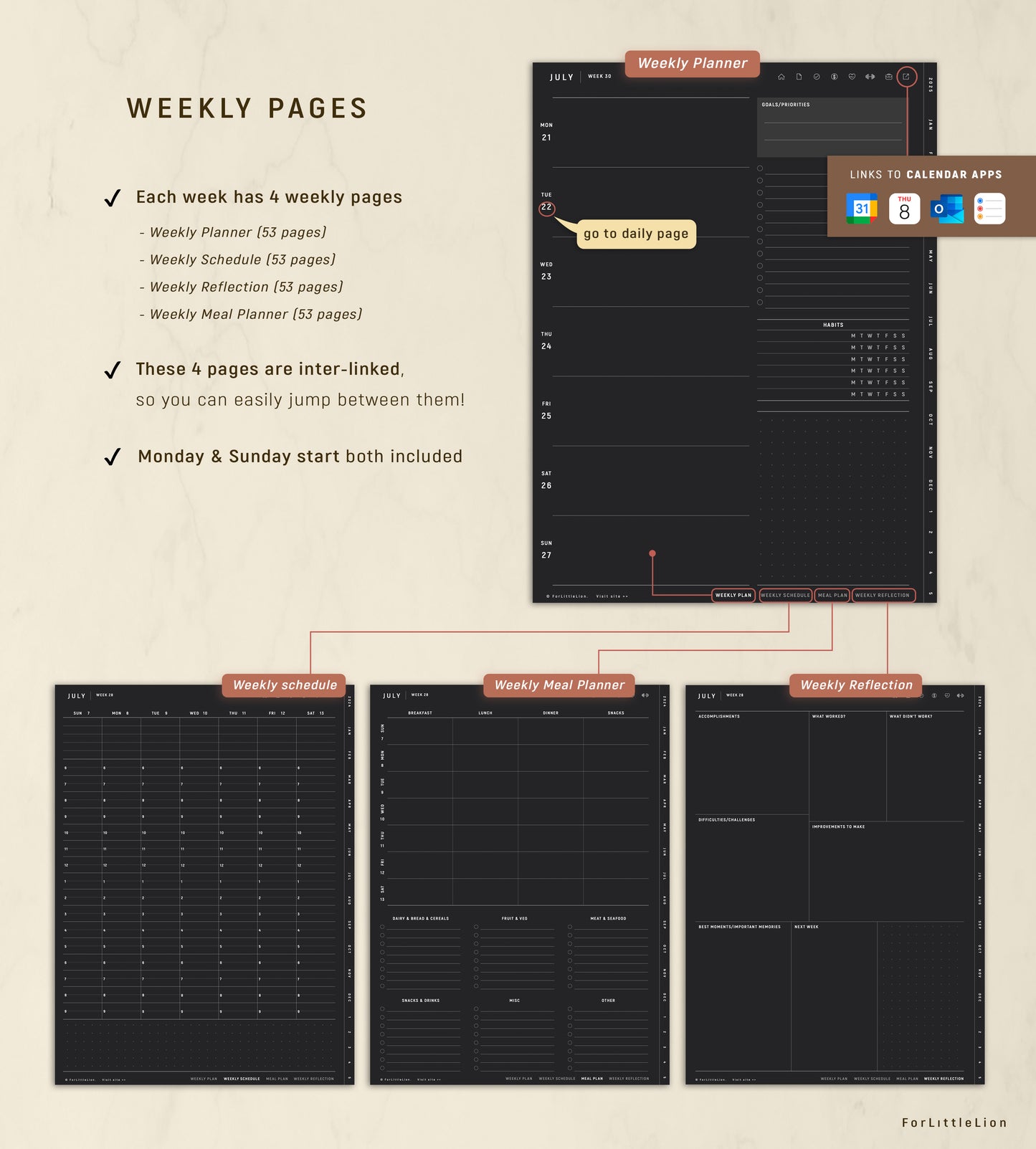 All-in-One Digital Planner 2025 - Dark Mode