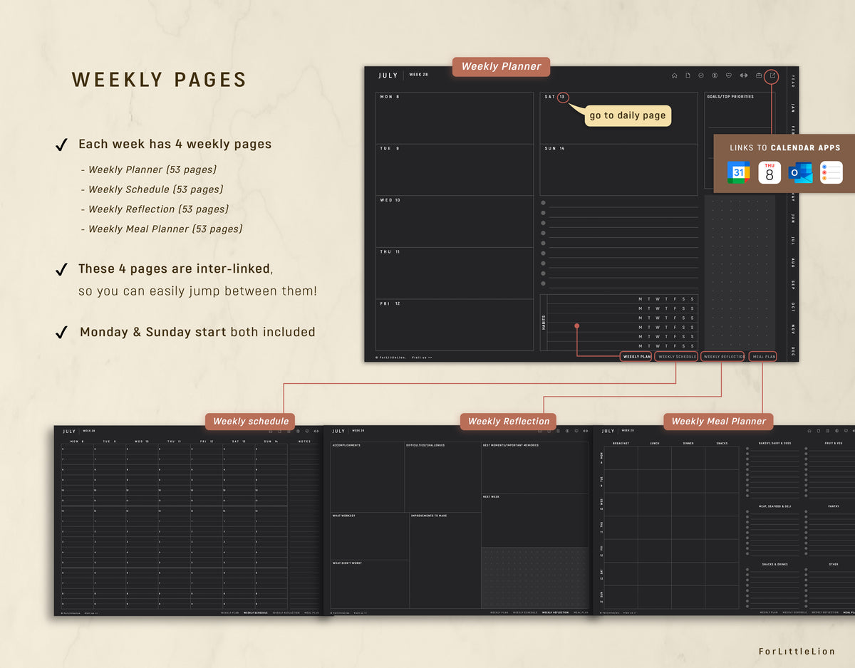All-in-one Digital Planner | Dark Mode | 2026 2027 + Undated ...
