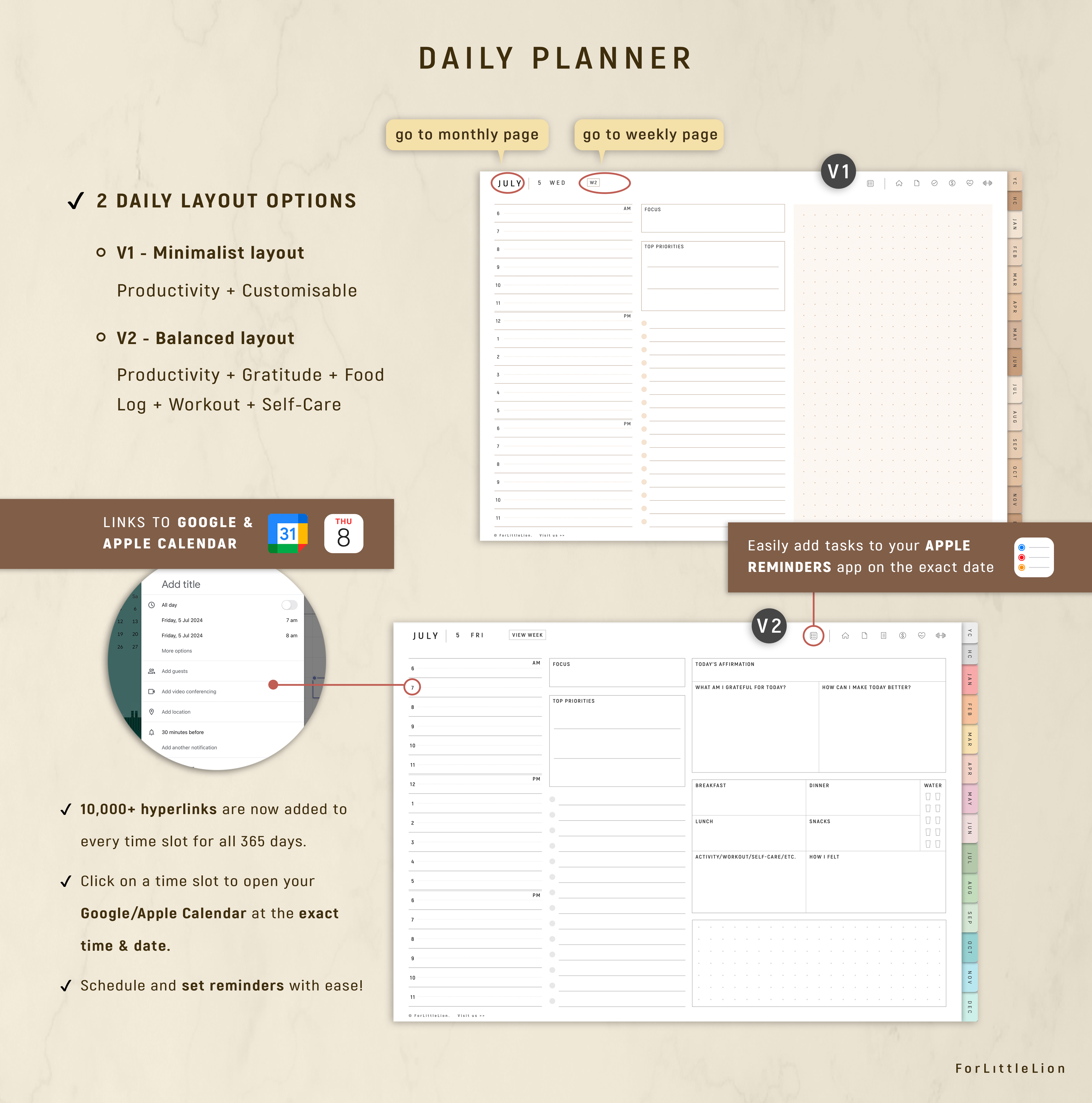 All In One Digital Planner 2024 2025 2026 Undated ForLittleLion   Daily 2versions LinktoCalendarReminders 