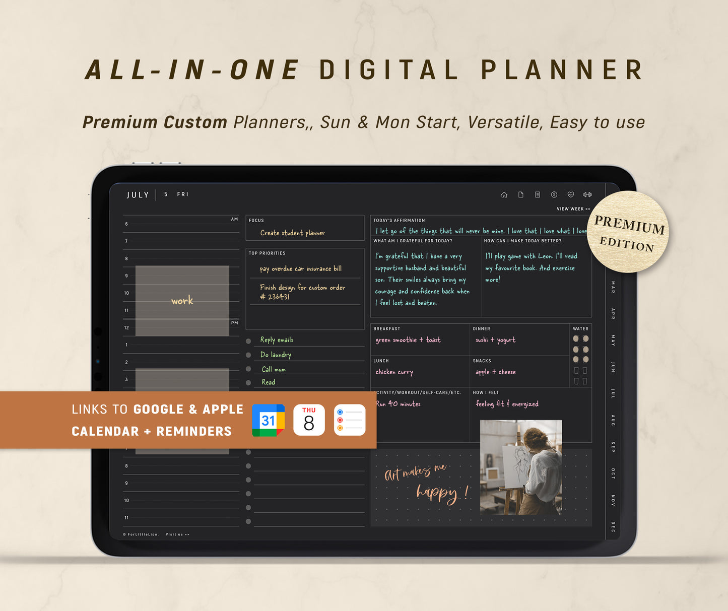 All-in-one Digital Planner Dark Mode | 2025 2026