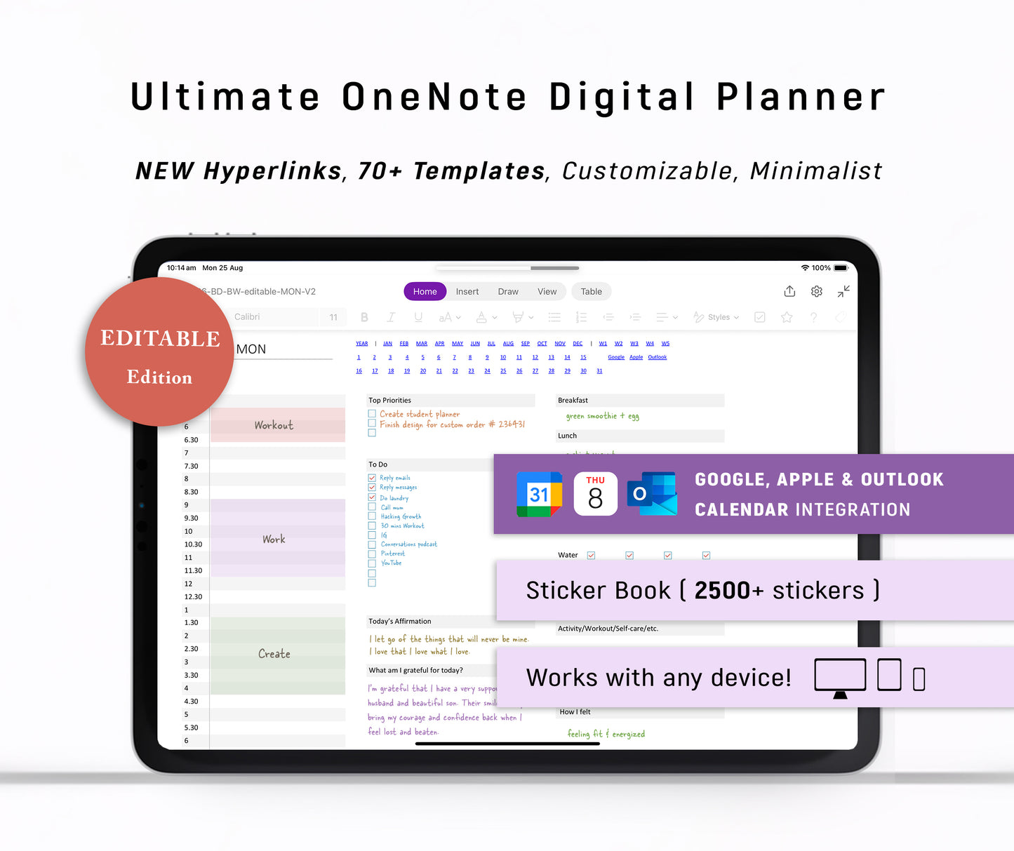 2026 Ultimate OneNote Planner for Professionals | Editable Edition