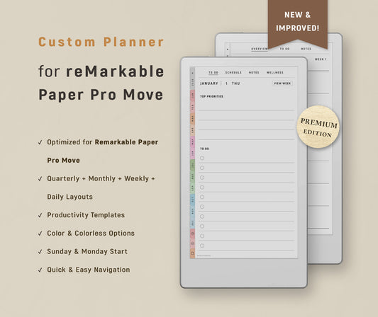 Custom reMarkable Paper Pro Move Planner