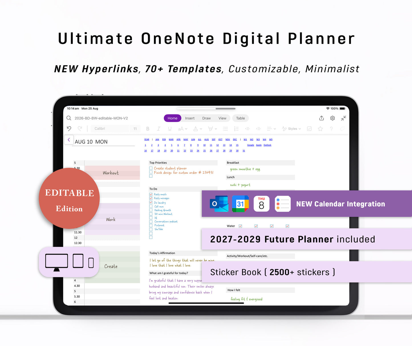 Ultimate OneNote Planner for Professionals | Editable (2027–2029 Future Planner Included)