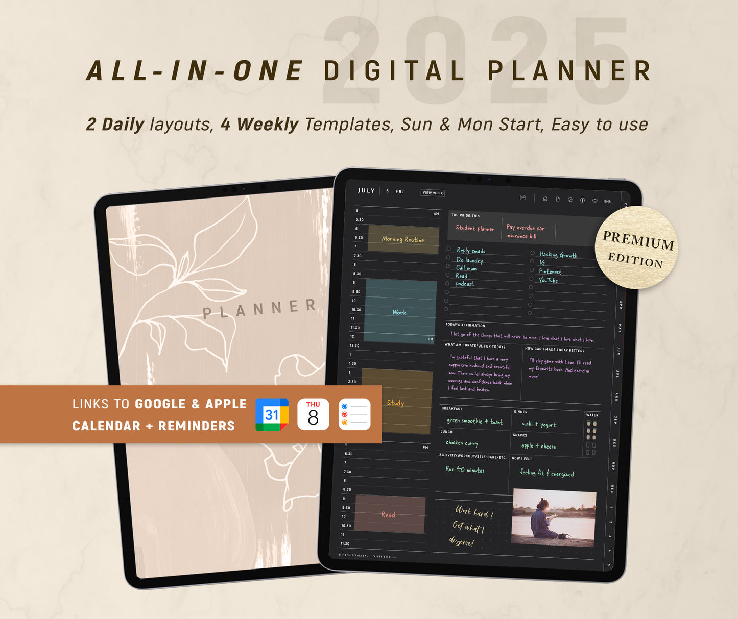 All-in-One Digital Planner 2025 - Dark Mode