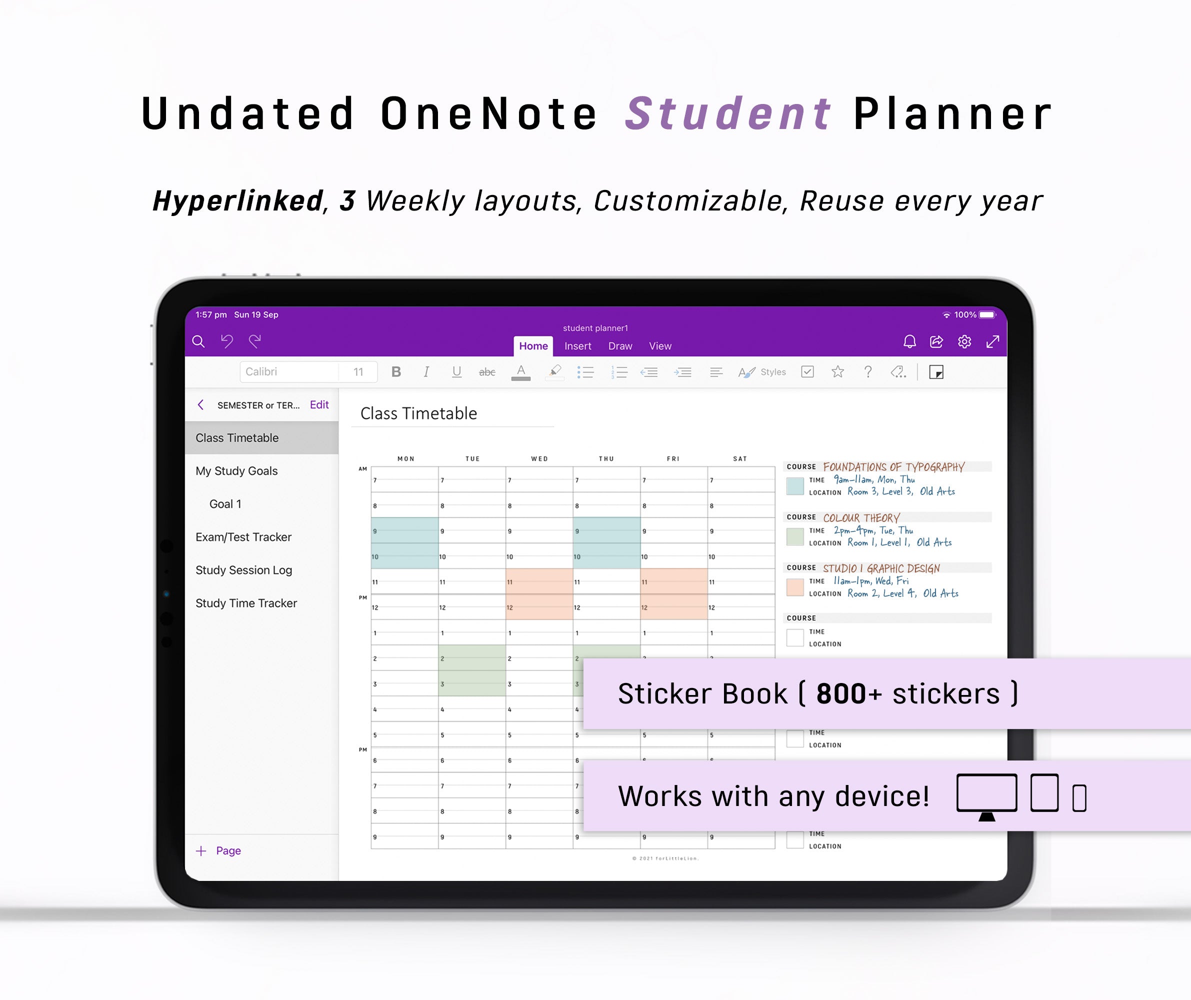 UNDATED Ultimate OneNote STUDENT Planner – ForLittleLion