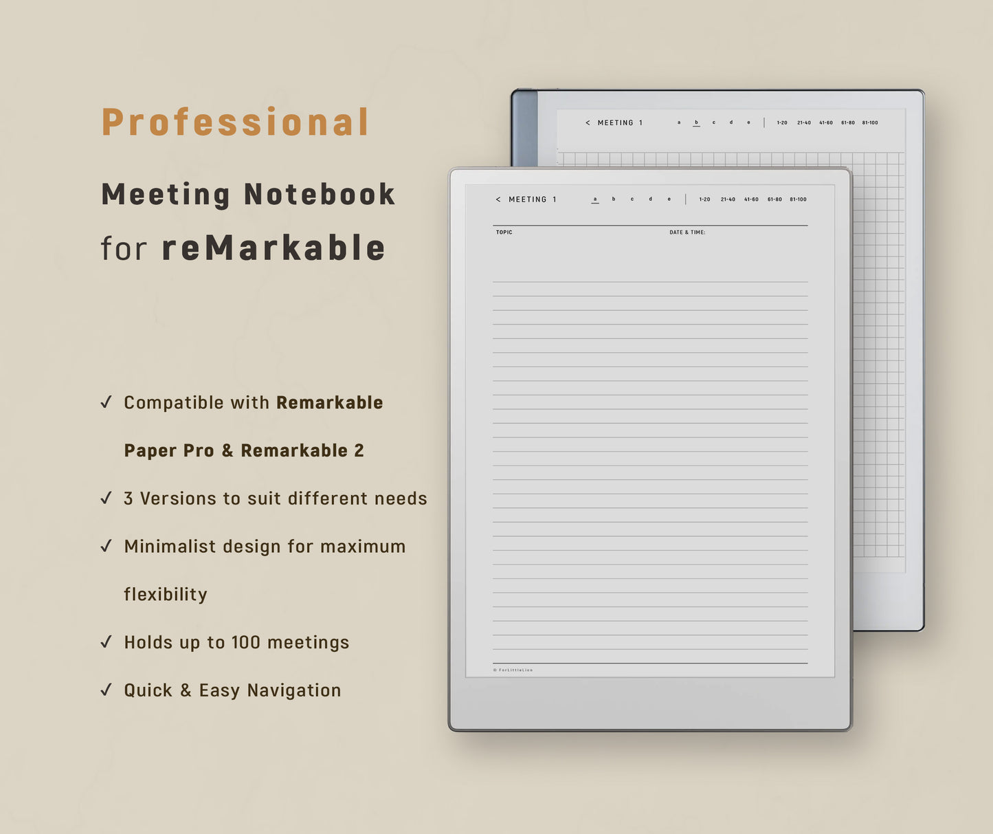 Professional Meeting Notebook for reMarkable