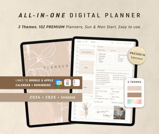 All-in-one Digital Planner 2024 2025 + Undated