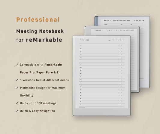 Professional Meeting Notebook for reMarkable