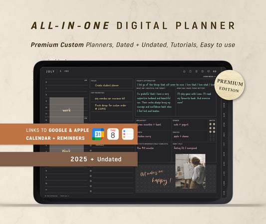 All-in-one Digital Planner Dark Mode | 2025 + Undated