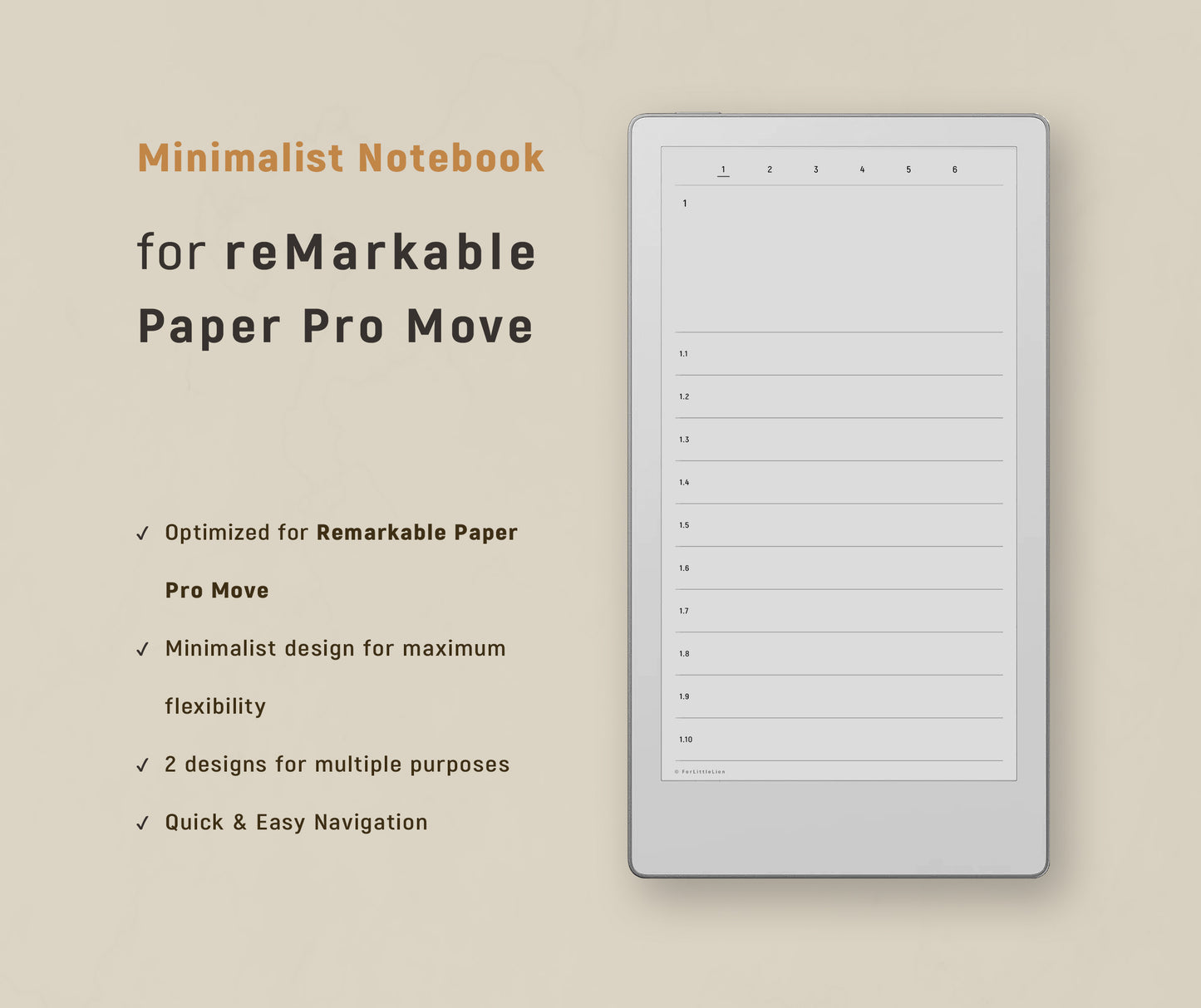 Minimal Notebook for reMarkable Paper Pro Move