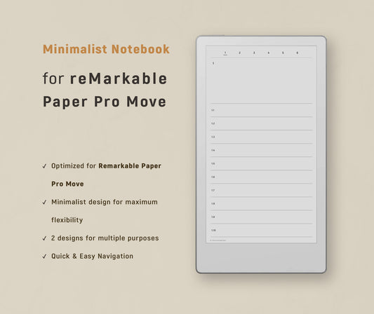 Minimal Notebook for reMarkable Paper Pro Move