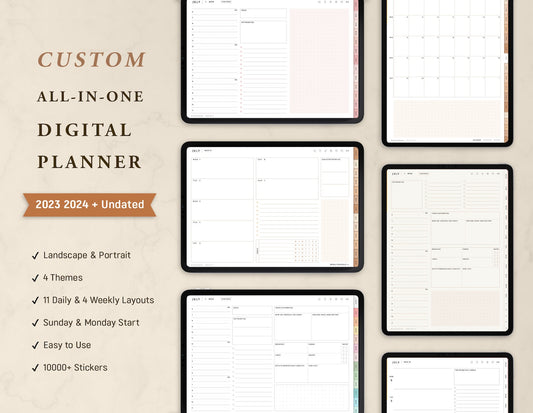 The Custom All-in-One Digital Planner | 2023 2024 + Undated