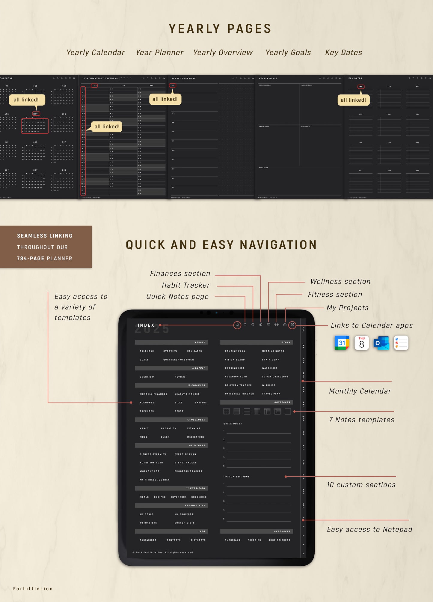 All-in-One Digital Planner 2025 - Dark Mode