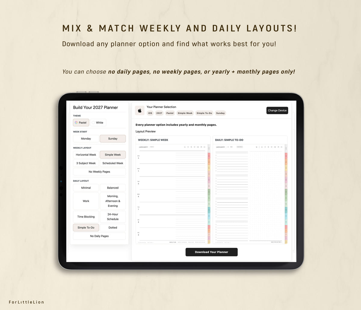 CUSTOM Simple Digital Planner 2027
