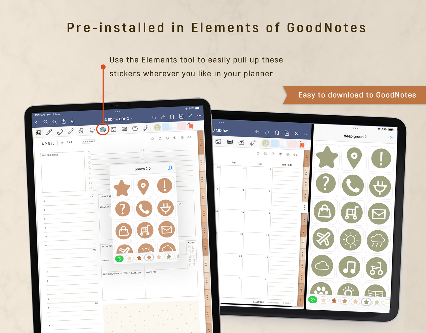 GoodNotes Essential Stickers – BOHO style