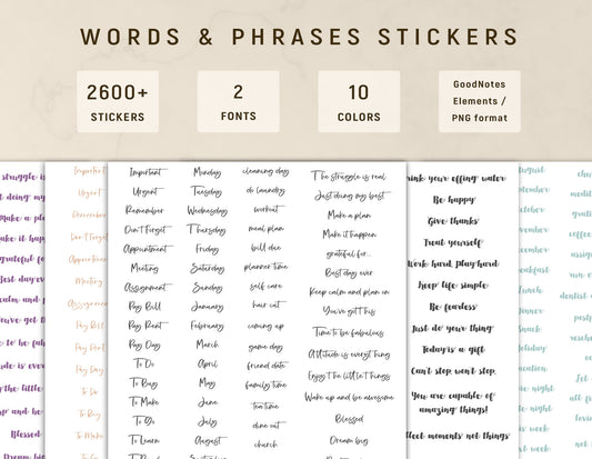 Words & Phrases Digital Stickers