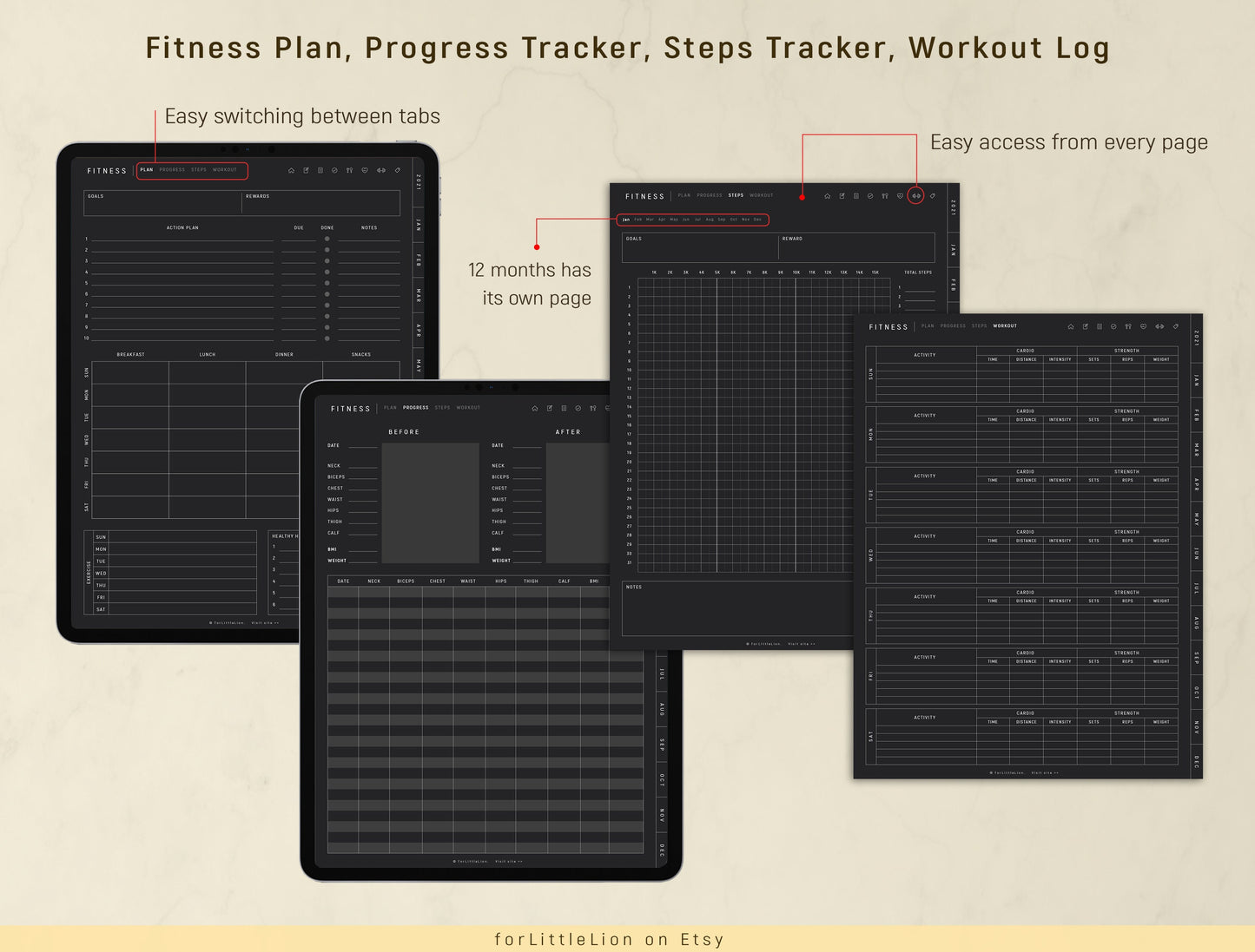 UNDATED Digital Planner - Dark mode