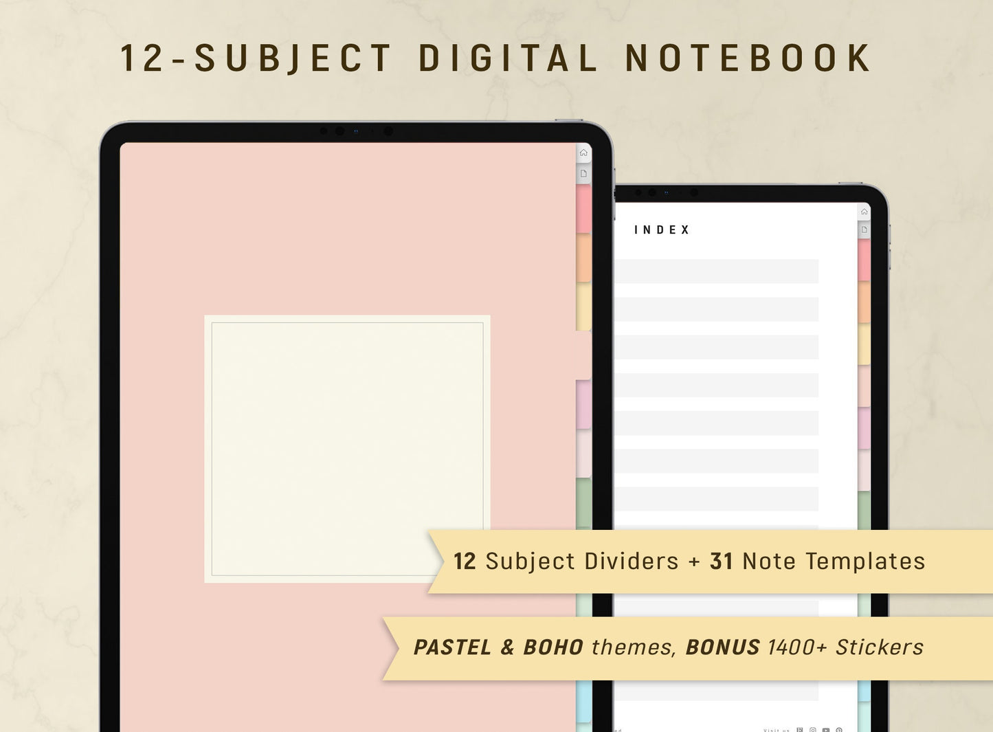 12-Subject Digital Notebook - Portrait Mode