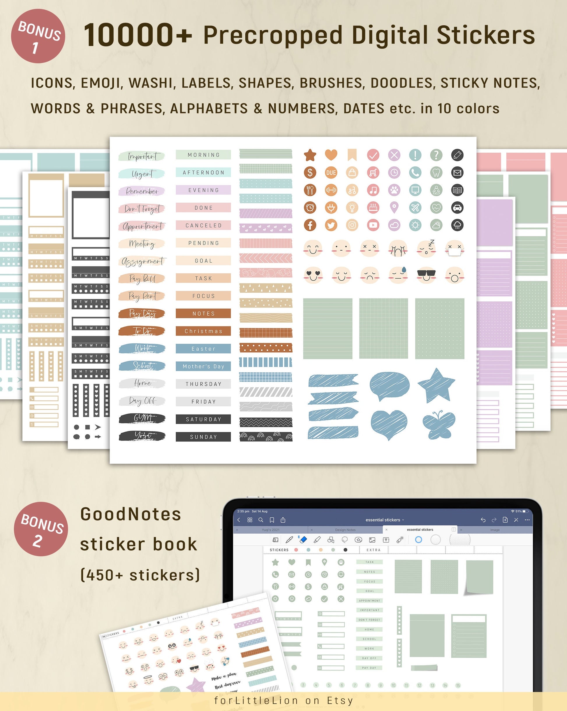  Undated Monthly Calendar Planner Stickers Compatible