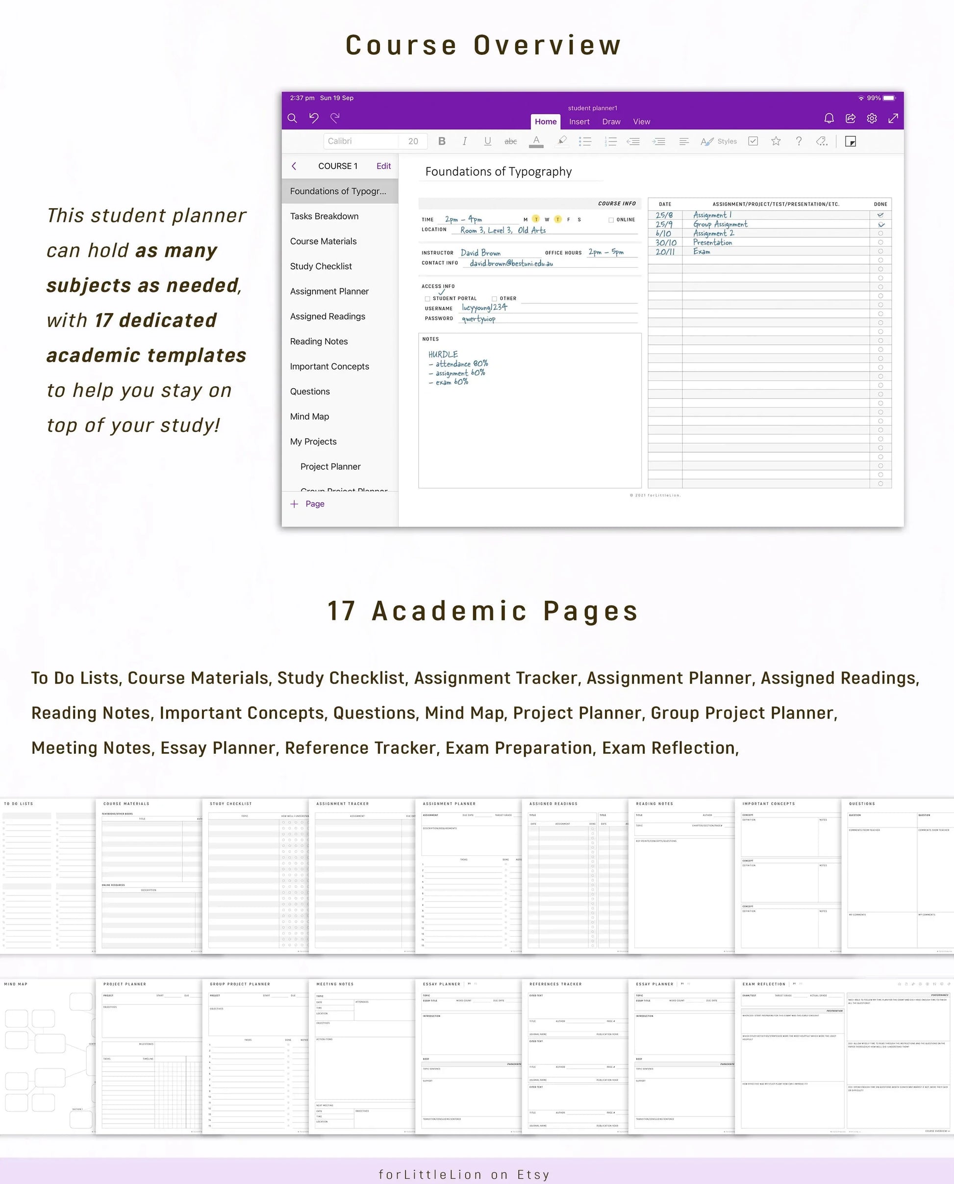 Ultimate OneNote STUDENT Organizer – ForLittleLion