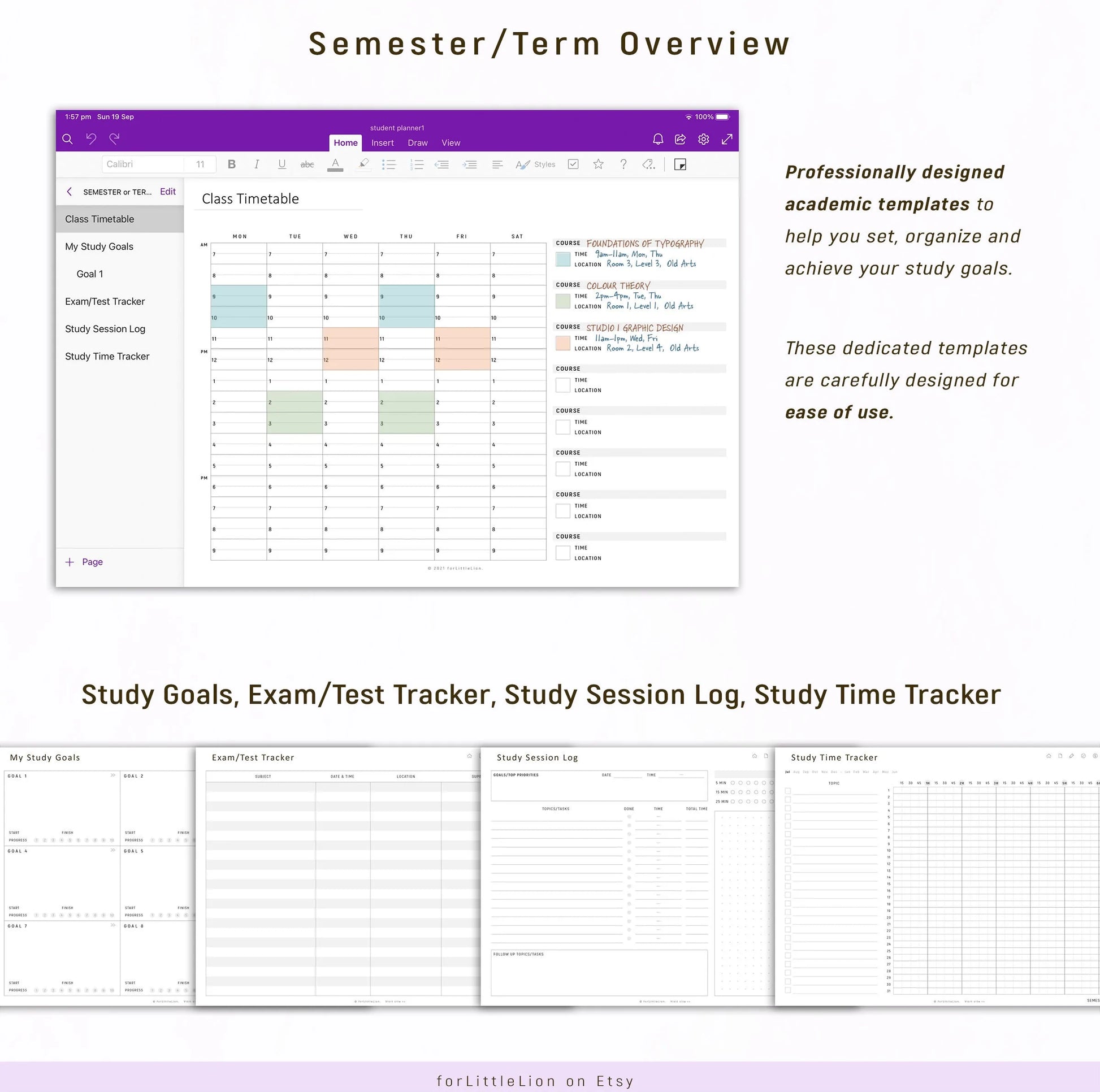 Assignment Tracker Onenote Ultimate OneNote STUDENT Organizer – ForLittleLion